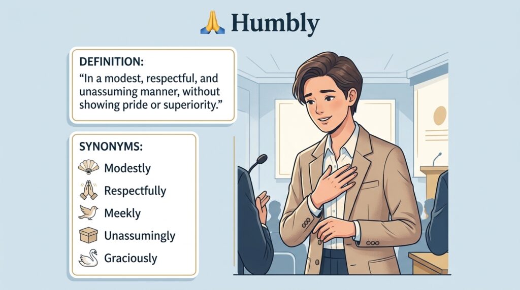 Synonym for Humbly