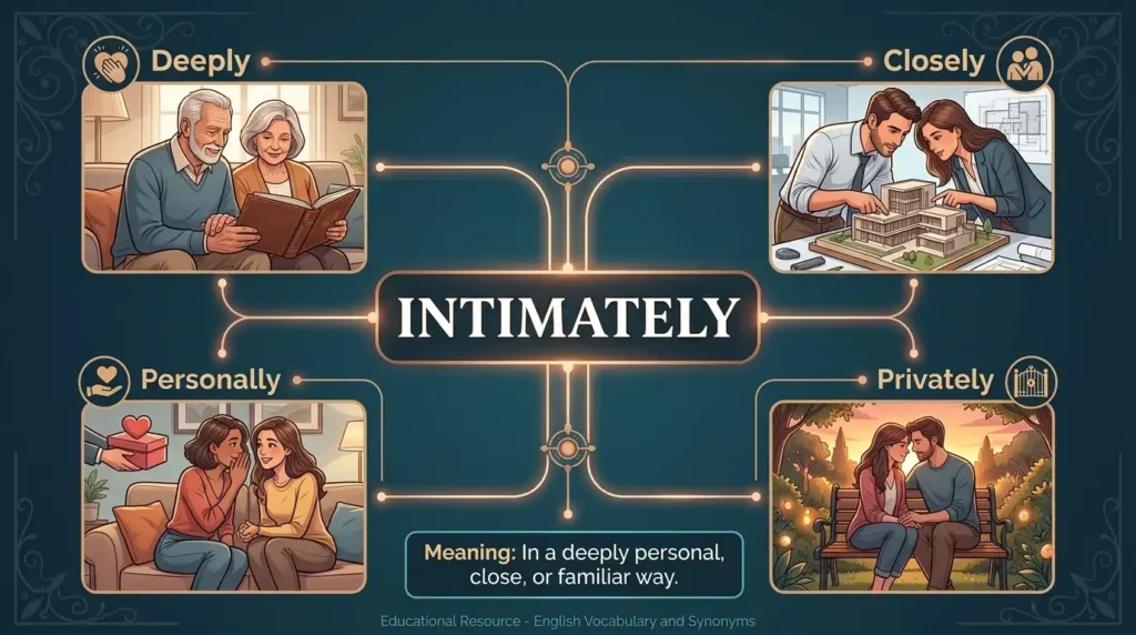 Synonym for Intimately