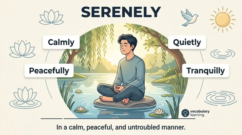 Synonyms for Serenely