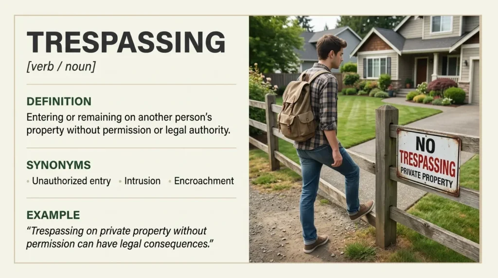 Synonyms for Trespassing