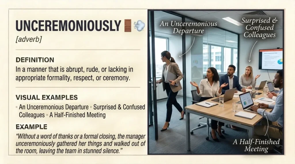 Synonyms for Unceremoniously